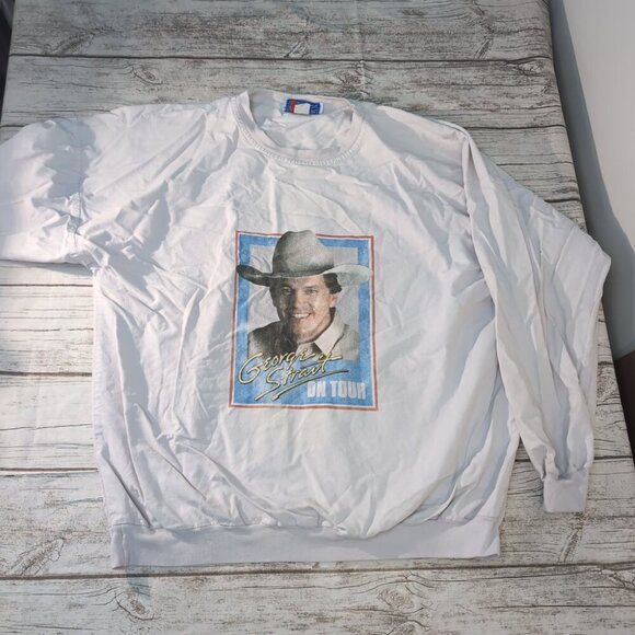 George Strait Tour Sweatshirt White Graphic Crewneck Vintage Style – Unisex 25" - Picture 1 of 8